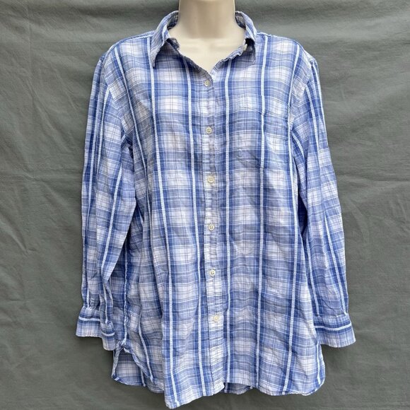 Lauren Ralph Lauren Tops - Ralph Lauren Jeans Co. Size Large 100% Cotton Blue White Plaid Shirt Top Blouse